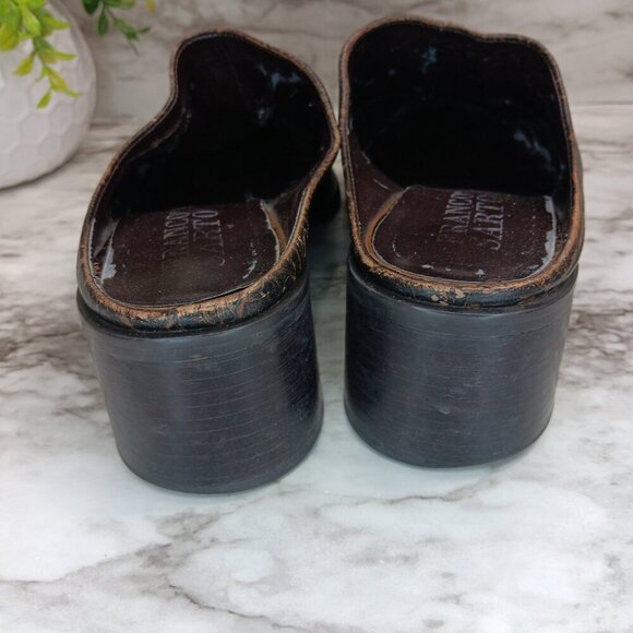 FRANCO SARTO Women's Brown Leather Clogs Mules Slip-on Western Cowboy Boot  Sz.8 - Picture 6 of 9